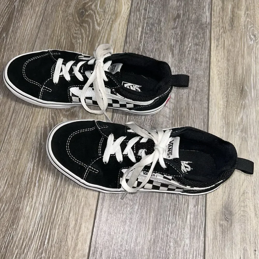 Vans Off The Wall Skater Shoes Youth 4.5 Black Checkered Low Top Sneakers 500714